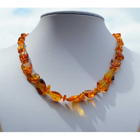 Collier sautoir Ambre miel 