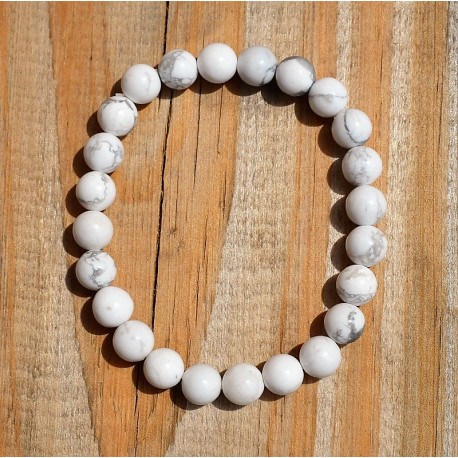 Bracelet Howlite Perles rondes 8mm