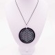 Pendentif Obsdienne gravée Fleur de Vie