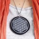 Pendentif Obsdienne gravée Fleur de Vie