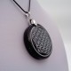 Pendentif Obsdienne gravée Fleur de Vie petit + plaque de Shungite