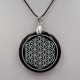 Colgante Obsidiana grabada Flor de Vida + placa Shungit
