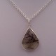 Pendentif goutte Cristal de roche à inclusion de tourmaline et argent