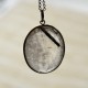 Pendentif oval Cristal de Roche inclusion tourmaline noire  et argent