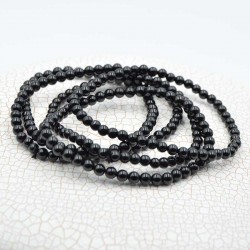 Turmalina negra pulsera perlas redondas 4mm