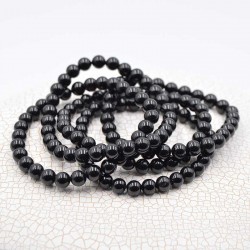 Turmalina negra pulsera perlas redondas 6mm