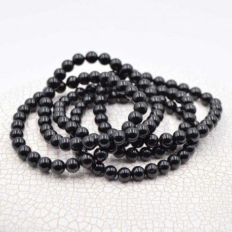 Turmalina negra pulsera perlas redondas 6mm