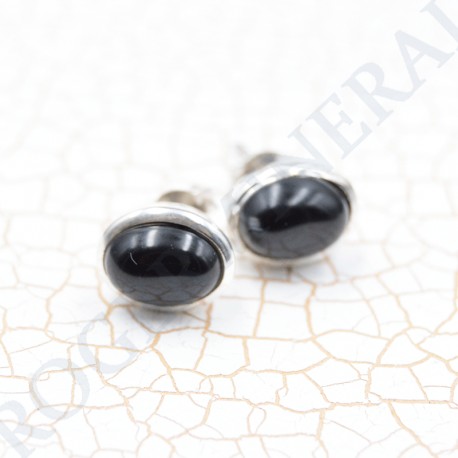 Boucle d'oreille Tourmaline Noir argent