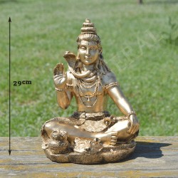 Bouddha de la bénédiction et de la connaissance, résine couleur or