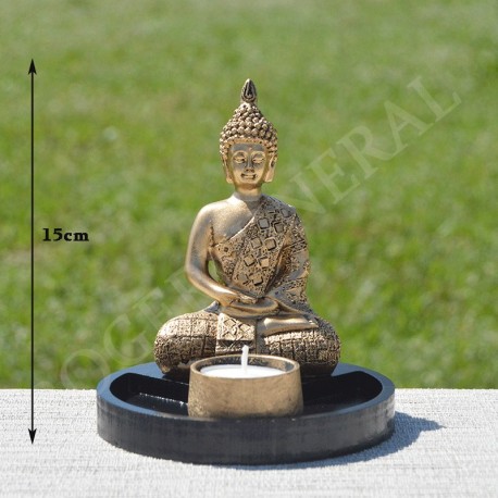 Bouddha de la méditation en résine, couleur or 