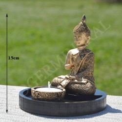 Bouddha centrage et bénédiction, résine, couleur or