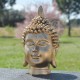 Tête de Bouddha en résine, couleur or
