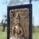 Tableau Bouddha de la bénédiction en résine et porte bougie