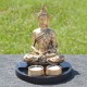 Bouddha de la méditation en résine, couleur or et portes bougies