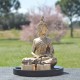 Bouddha de la méditation en résine, couleur or et portes bougies