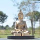Bouddha de la méditation en résine, couleur or et portes bougies