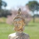 Bouddha de la méditation en résine, couleur or et portes bougies
