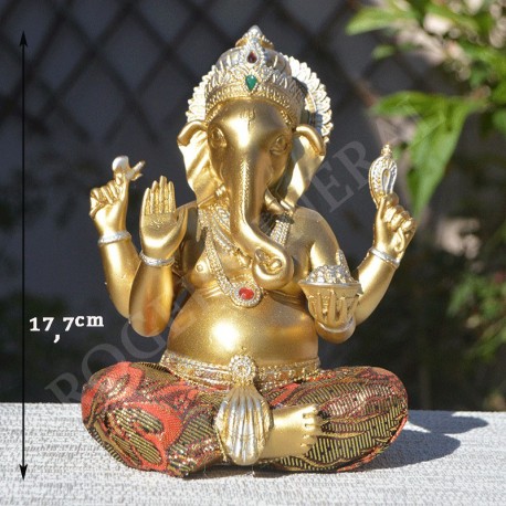 Ganesh en résine, vêtu de vêtement brodé