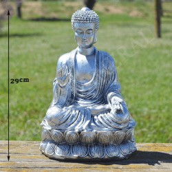 Bouddha de la bénédiction résine couleur argent