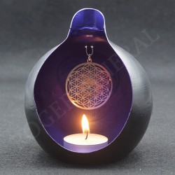 Porte bougie en métal orné d'une Fleur de Vie