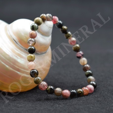 Pulsera Turmalina multicolor perlas 5mm