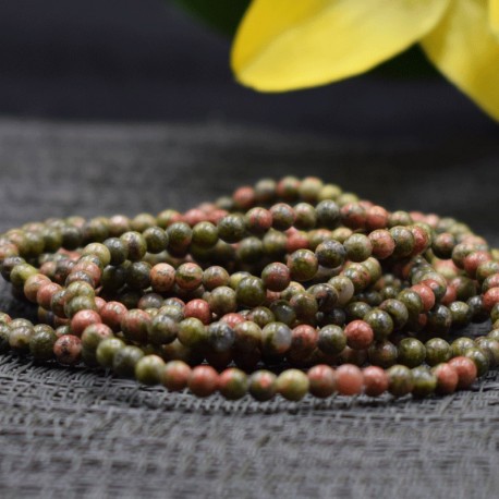 Bracelet Unakite perles rondes 4mm