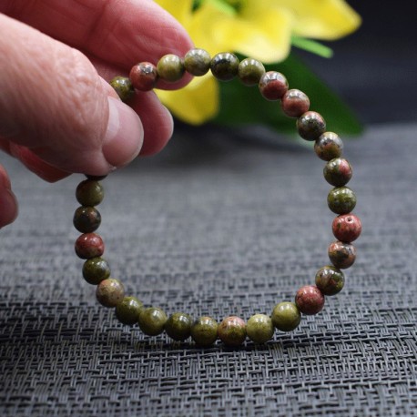 Bracelet Unakite perles rondes 6mm