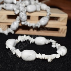 Bracelet Howlite chips et pierres roulées