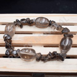 Pulsera Cuarzo ahumado chips y piedras rodadas