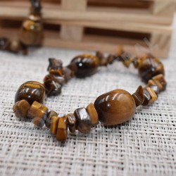 Pulsera Ojo de Tigre chips y piedras rodadas