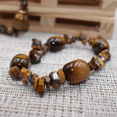 Pulsera Ojo de Tigre chips y piedras rodadas
