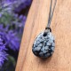 Pendentif Obsidienne Flocon de Neige + cordon