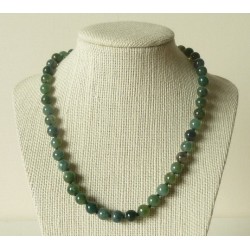 Collier Agate mousse perles rondes 8mm