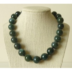 Collier Agate mousse perles rondes 16mm