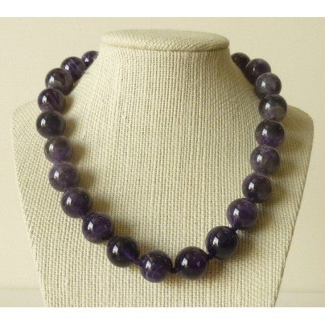 Collier Améthyste Perle ronde 14mm