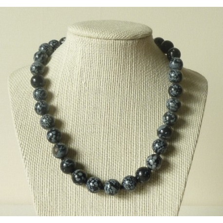 Collier Obsidienne mouchetée Perle ronde