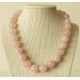 Collier Quartz rose Perles rondes 12mm