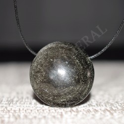 Obsidienne argentée ou dorée pendentif rond