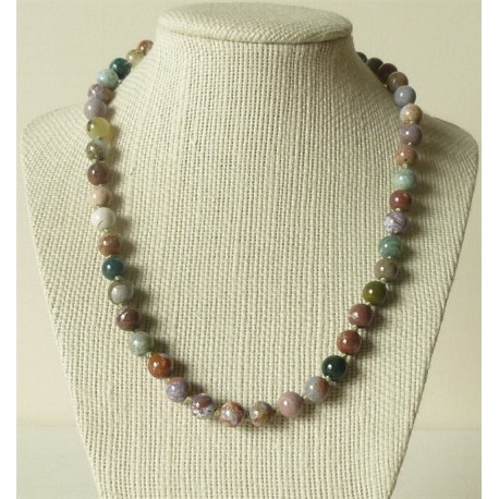 Collier Jaspe Mokaïte Perles rondes
