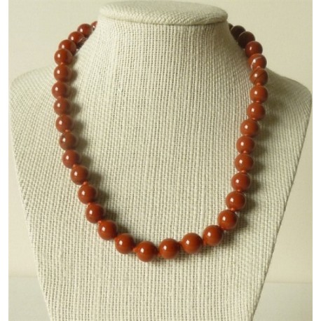 Collier Jaspe rouge Perles rondes 8mm