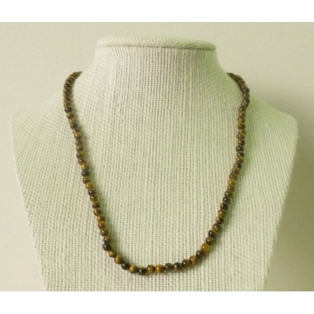 Collier Oeil de Tigre Perle ronde