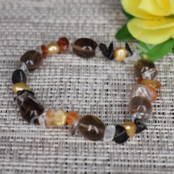 Bracelet Quartz fumé et autres pierres