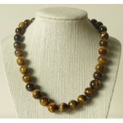 Collier Oeil de Tigre Perles rondes 10mm