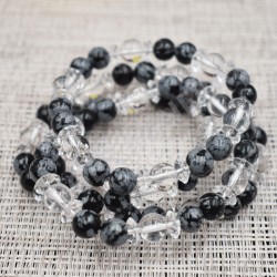 Bracelet Cristal de roche et Obsidienne mouchetée