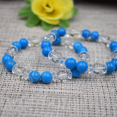 Bracelet Cristal de roche et Howlite teintée