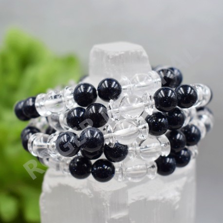 Bracelet Cristal de roche et Pierre de nuit