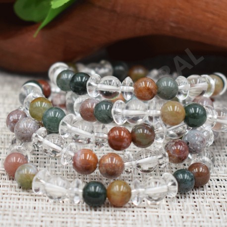 Bracelet Cristal de roche et Jaspe polychrome