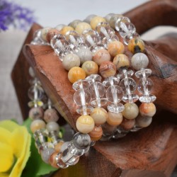 Bracelet Cristal de roche et Jaspe Jaune