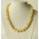 Collier Calcite Jaune Perles Rondes 8mm