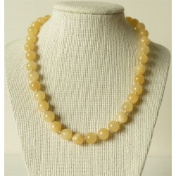 Collier Calcite Jaune Perles Rondes 8mm